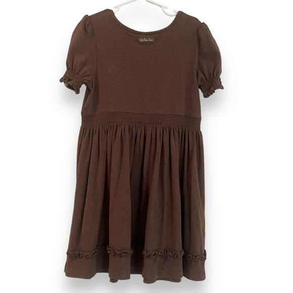 Matilda Jane Paint By Numbers Brown Cleo Lap Dress Size 6 Short Sleeve Ruffle - Picture 7 of 7